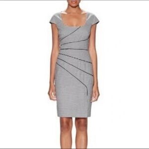 Black Halo Monochrome Striped Midi Dress